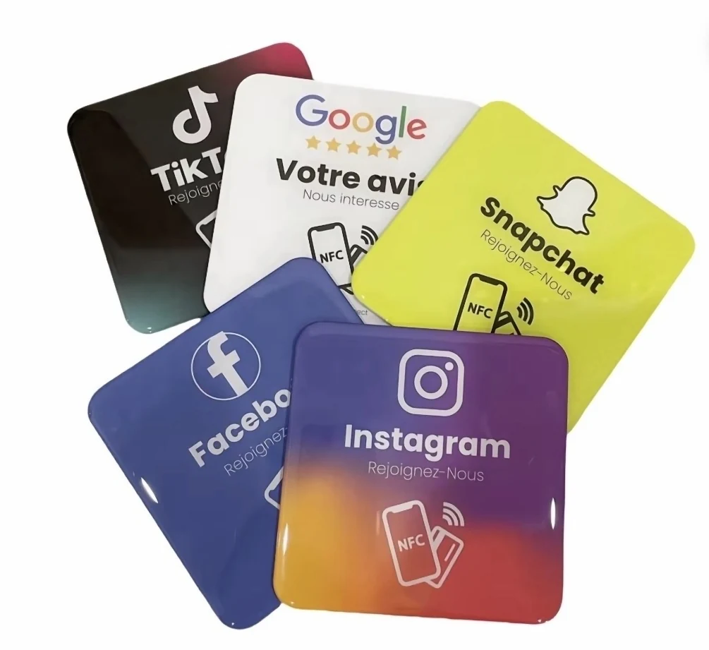 Selection of NFC cards for multiple social and review platforms